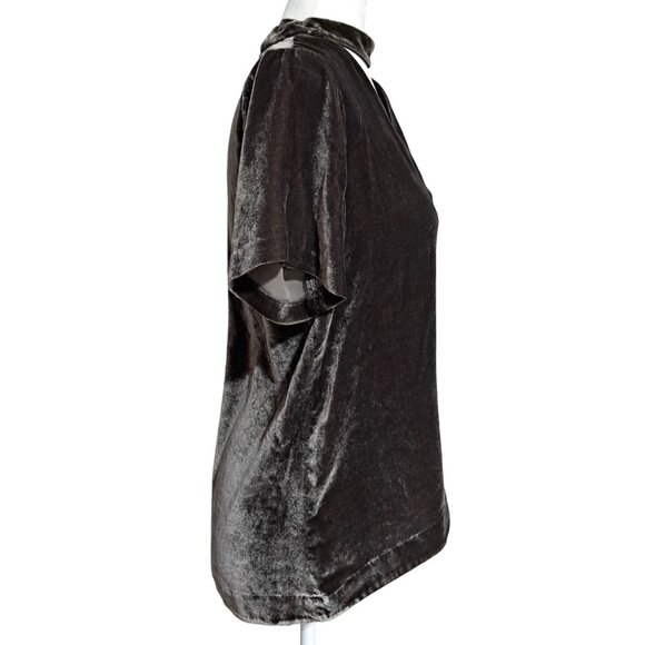 Madewell Velvet Cutout Top Womens S Keyhole Back Choker Front Milk Chocolate Bro - Picture 9 of 13